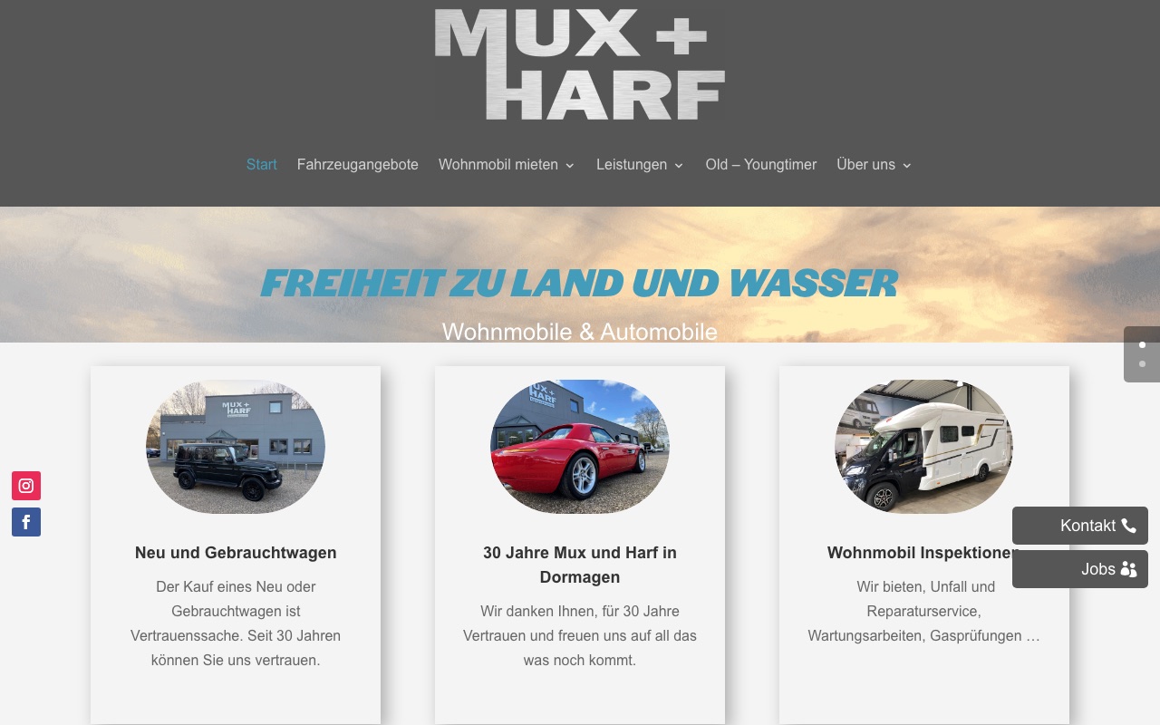 Screenshot der Website von Mux + Harf
